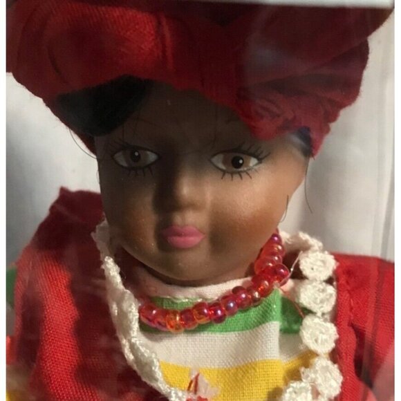 Dolls of the World Jamaica Traditional Clothing Loblaws 12" Red & Yellow Dress - Picture 2 of 9